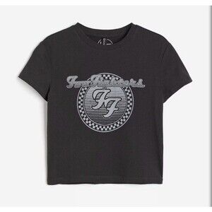 H&M Foo Fighters Cropped Band Shirt Sz M Off Shoulder